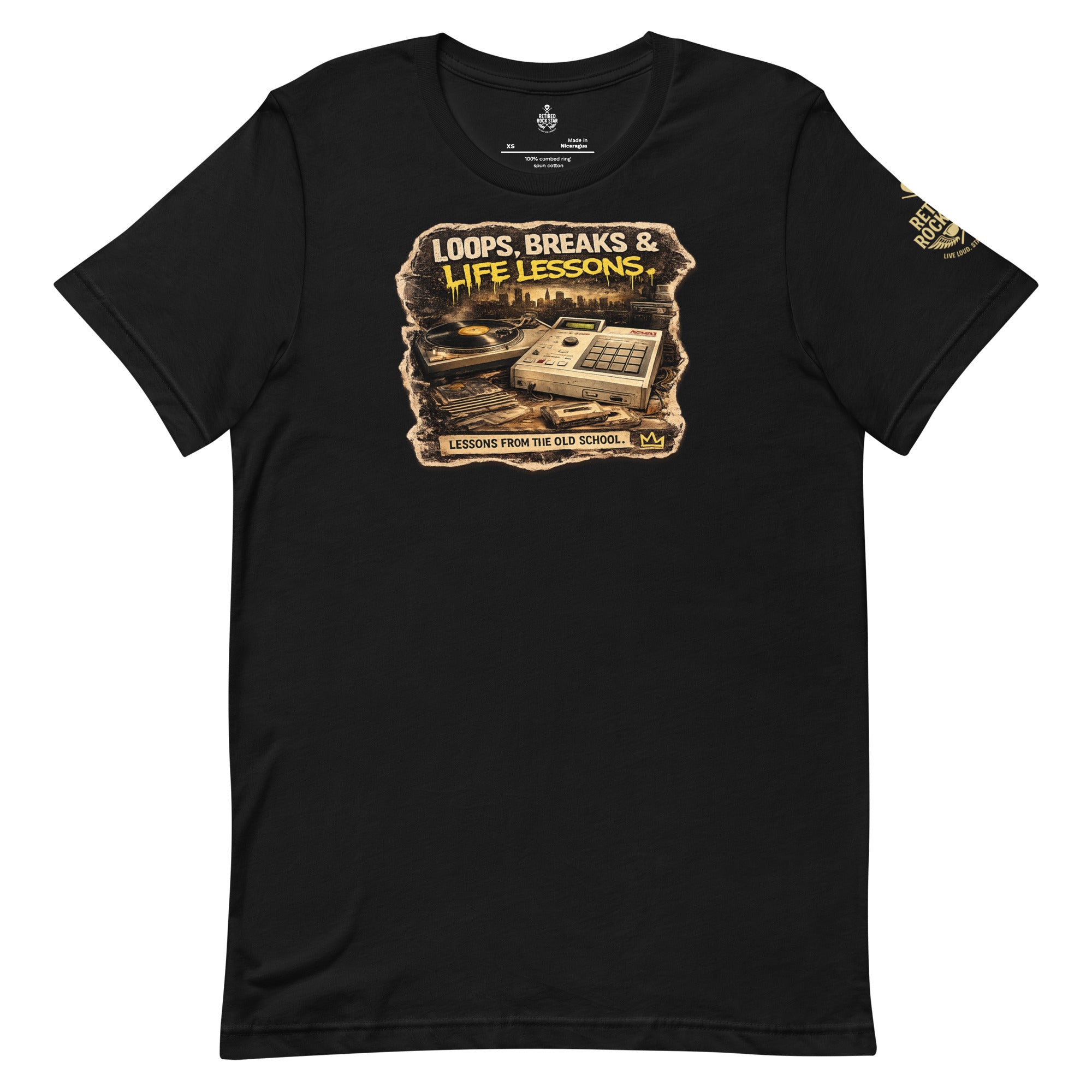 Loops Breaks & Life Lessons Tee — Retired Rock Star™ Hip-Hop